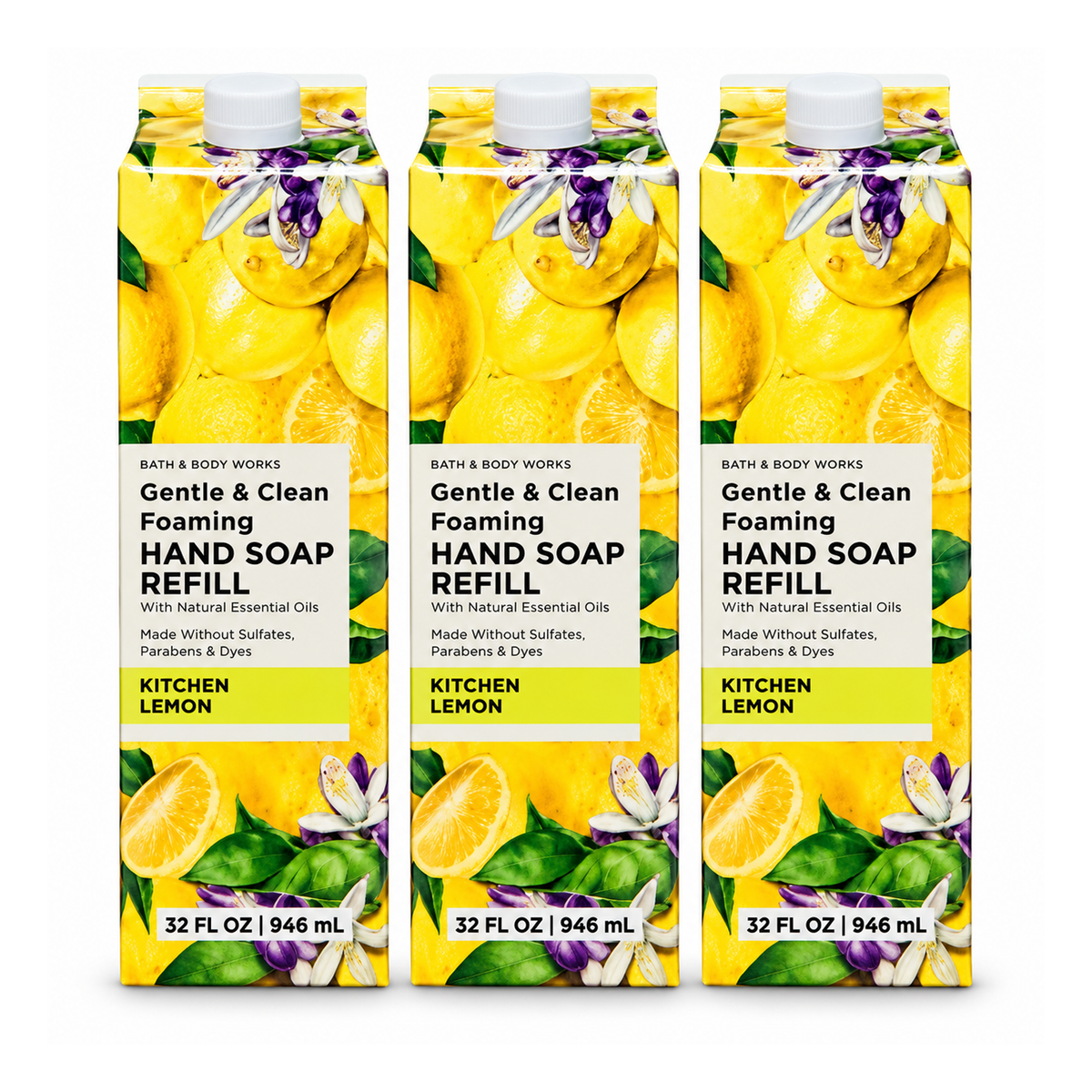 Bath & Body Works Kitchen Lemon Gentle & Clean Foaming Hand Soap Refill PACK OF 3