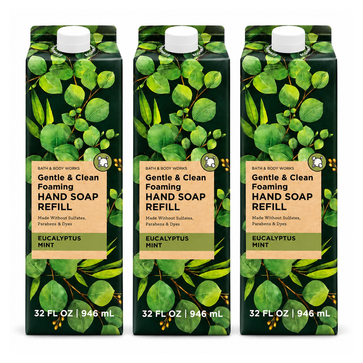 Bath & Body Works Eucalyptus Mint Gentle & Clean Foaming Hand Soap Refill PACK OF 3