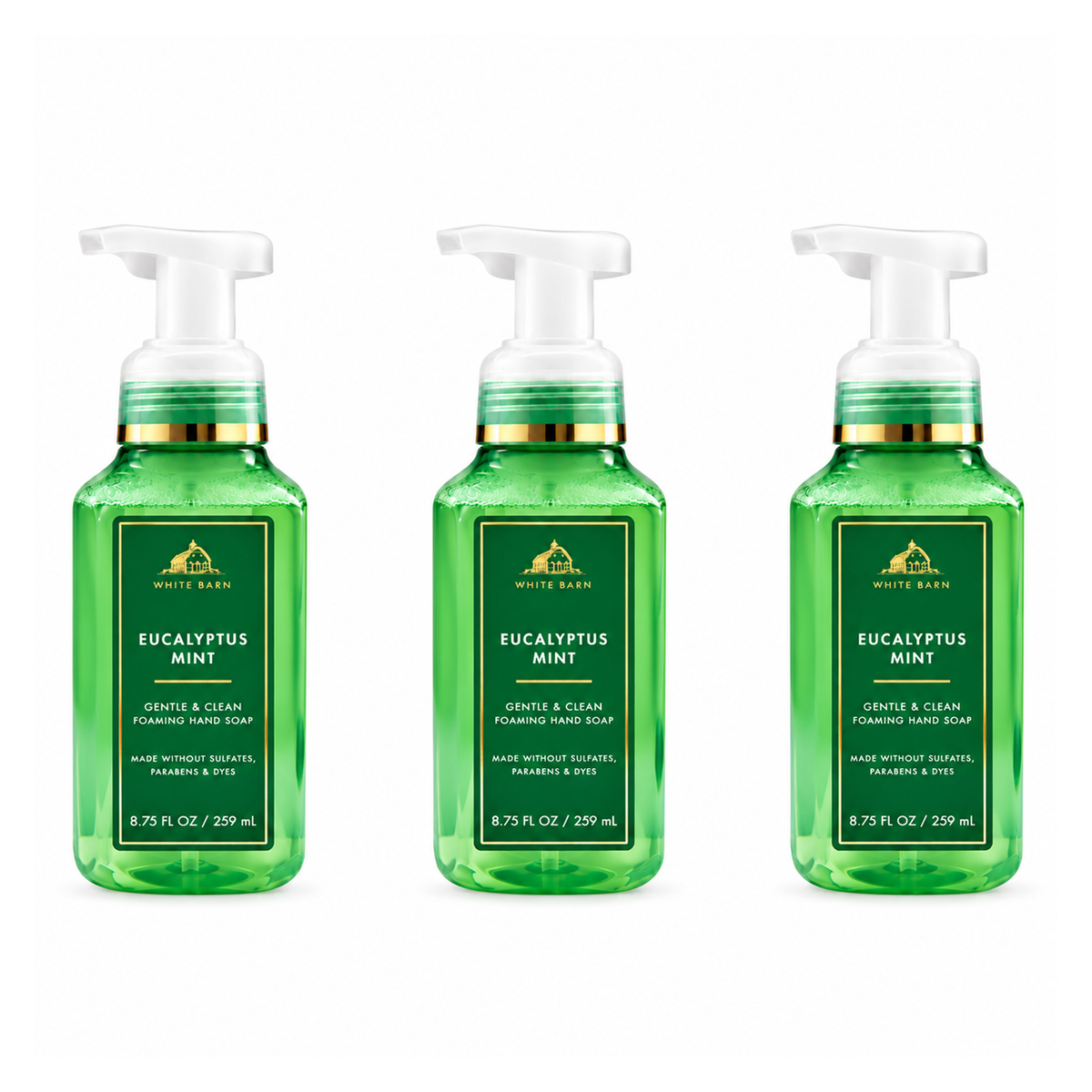 Bath & Body Works BBW Eucalyptus Mint Gentle & Clean Foaming Hand Soap PACK OF 3