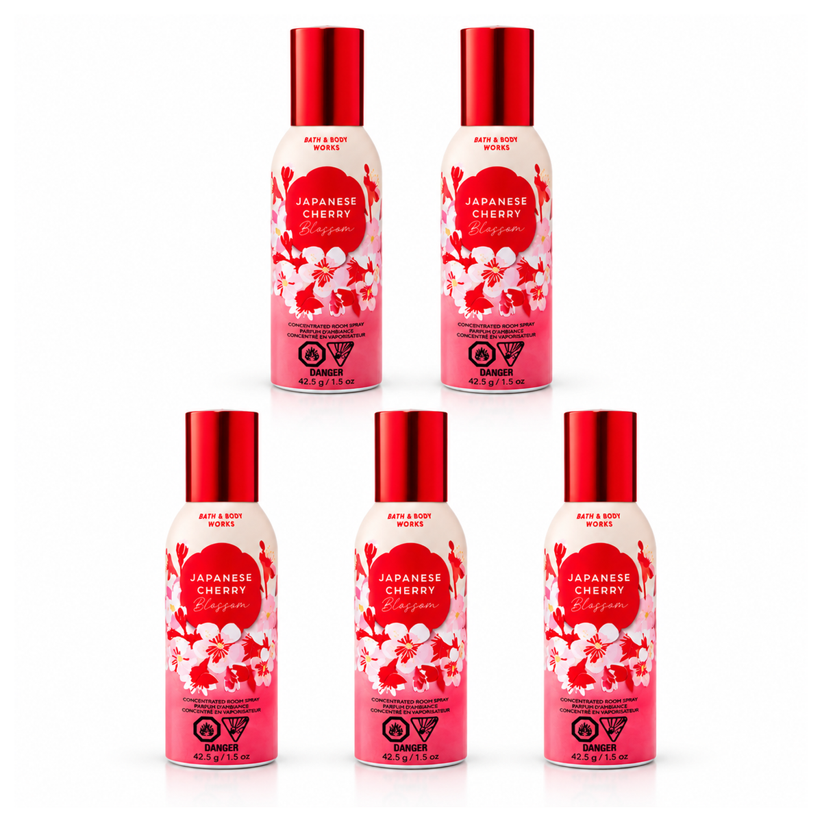 Bath & Body Works BBW Concentrated Room Spray - Japanese Cherry Blossom PACK OF 5