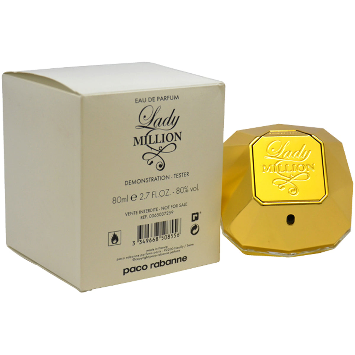 Paco Rabanne Lady Million Women's Eau De Parfum Fragrance Testers Tester 2.7 FL OZ | 80 ML