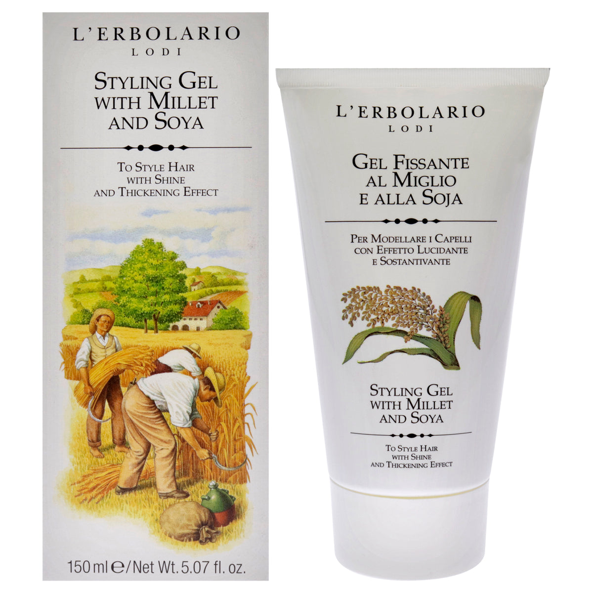 LErbolario Styling Gel - Millet and Soya Unisex Hair Gels 5.07 FL OZ | 150 ML