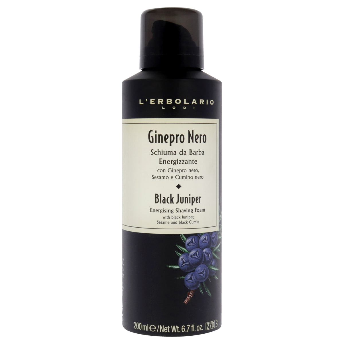 LErbolario Black Juniper Energising Shaving Foam Men's Shaving Soaps 6.7 FL OZ | 200 ML