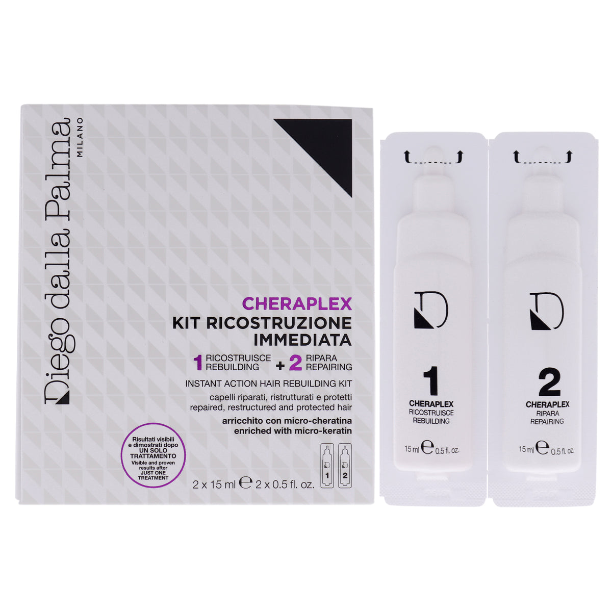 Diego Dalla Palma Cheraplex Instant Action Hair Rebuilding Kit Unisex Mixed Hair Care Sets 0.5 OZ | 15 ML
