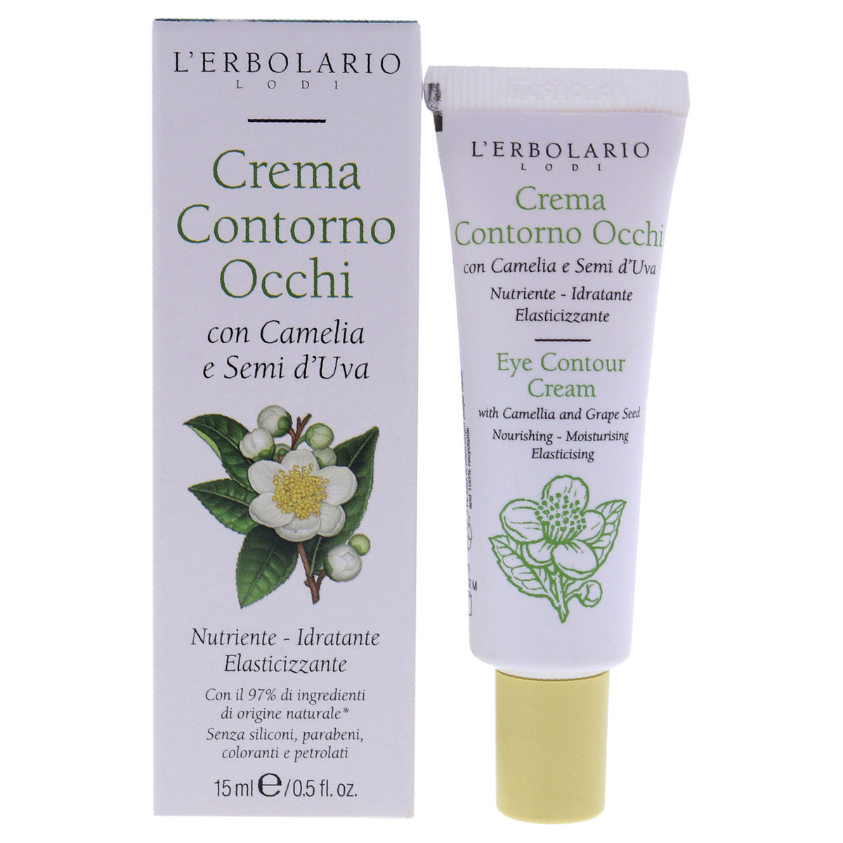 LErbolario Eye Contour Cream - Camellia and Grape Seed Unisex Eye Creams 0.5 FL OZ | 15 ML