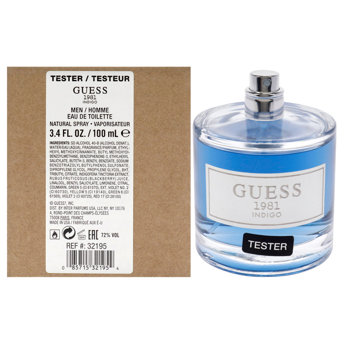 Guess 1981 Indigo for Men's Fragrance Testers Tester 3.4 FL OZ | 100 ML