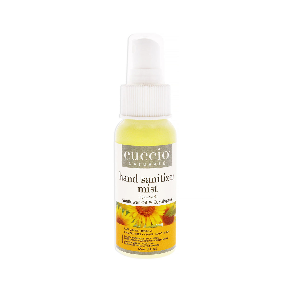 Cuccio Naturale Hand Sanitizer Mist - Sunflower Oil and Eucalyptus Unisex Hand Wash 2 FL OZ | 60 ML