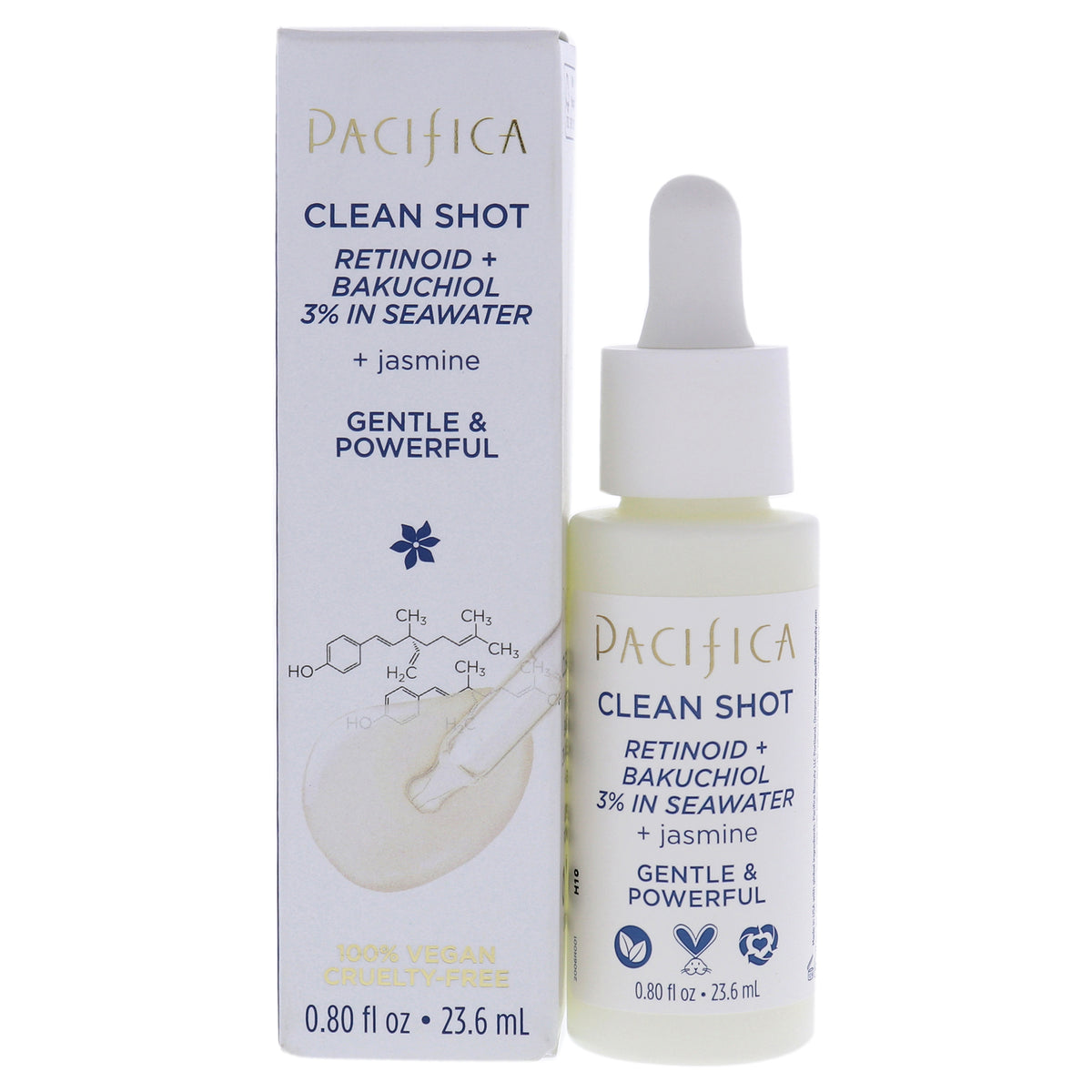 Pacifica Clean Shot Retinoid and Bakuchiol 3 Percent In Seawater Unisex Face Serums 0.8 FL OZ | 24 ML