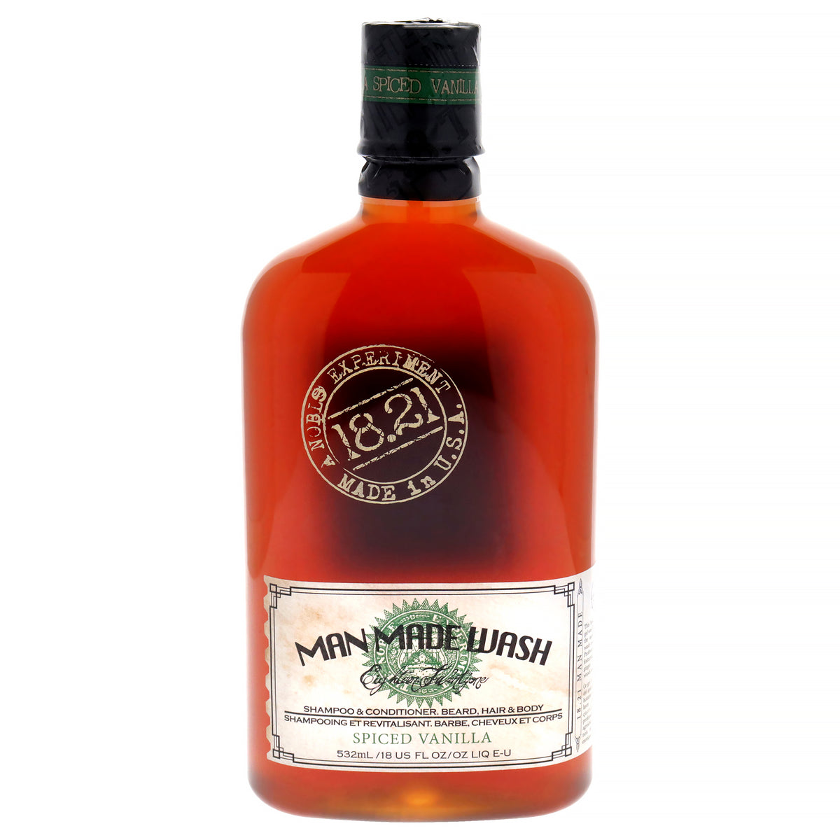 18.21 Man Made 3-In-1 Man Made Wash - Spiced Vanilla for Men's 3-in-1 Shampoo, Conditioner & Body Wash 18 OZ | 532 ML