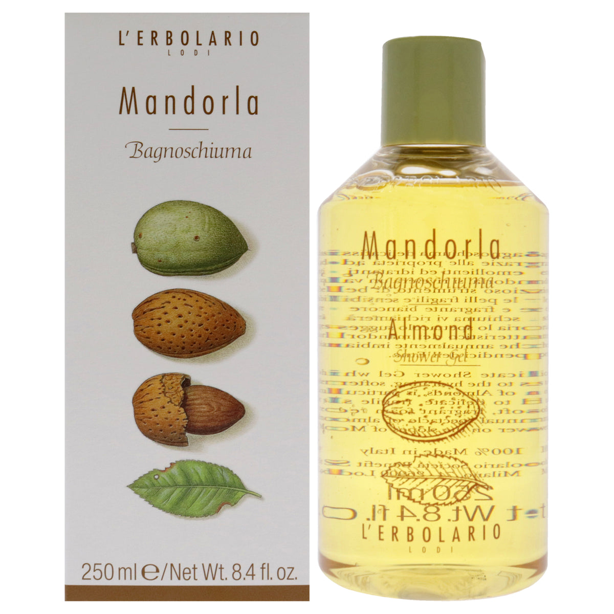 LErbolario Shower Gel - Almond Unisex Body Washes 8.4 OZ | 248 ML