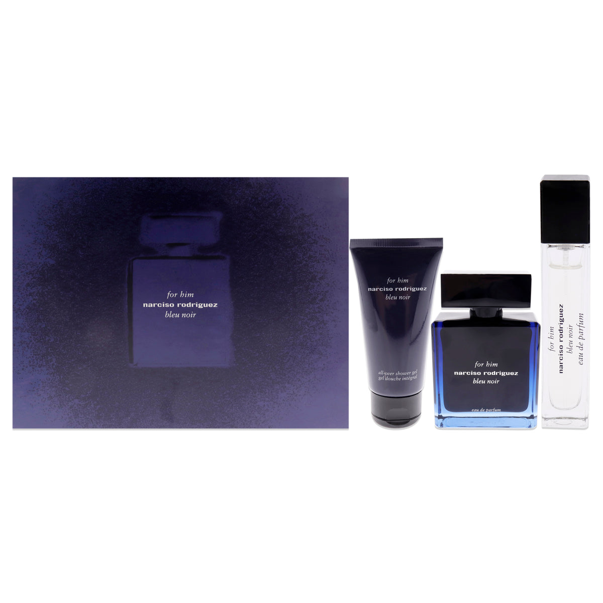 Narciso Rodriguez Bleu Noir Men's Eau De Parfum 3 Pc Gift Set Personal Fragrance Sets 3.3 FL OZ | 100 ML