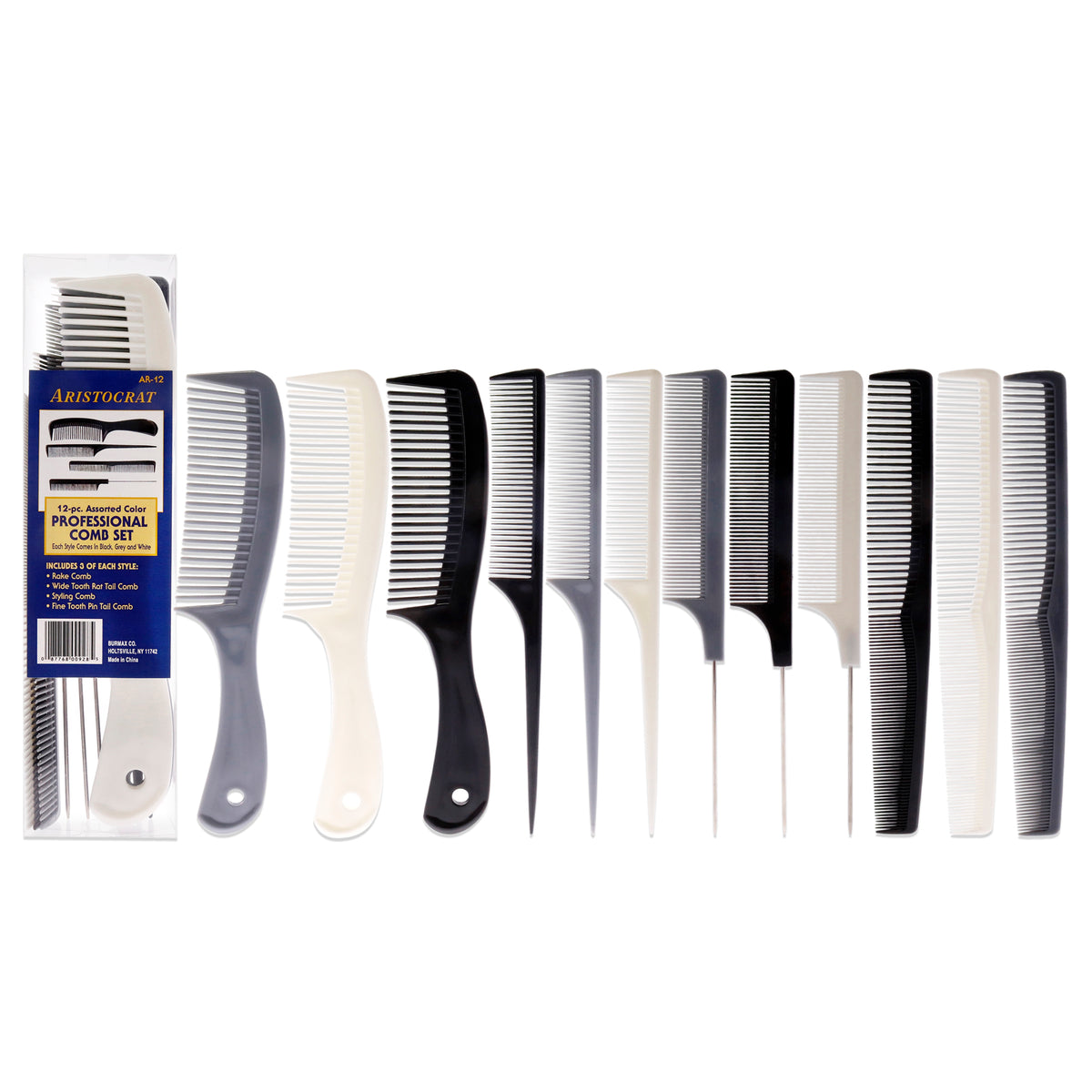 Aristocrat Assorted Color Professional Comb Set Unisex Hair Combs