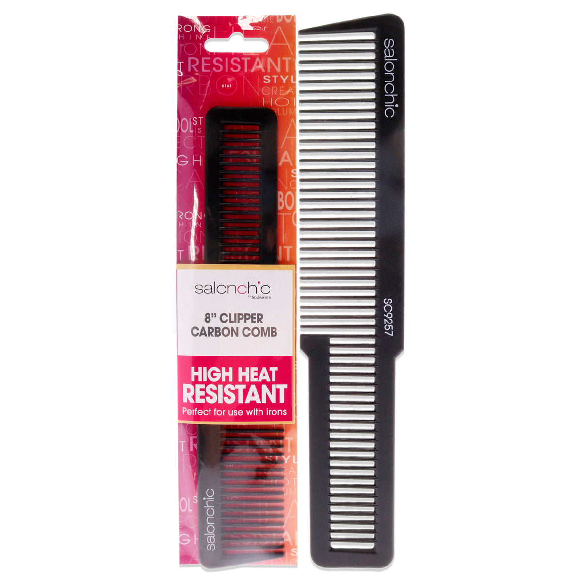 SalonChic Flat Top Clipper Carbon Comb High Heat Resistant 8 Unisex Hair Combs