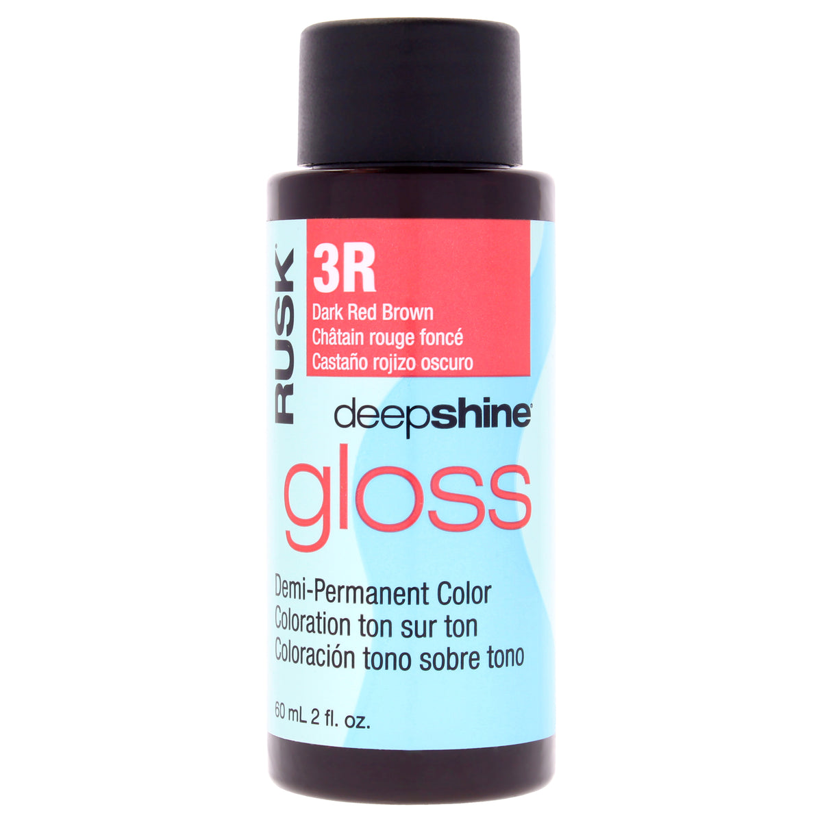 Rusk Deepshine Gloss Demi-Permanent Color - 3R Dark Red Brown Unisex Hair Color Glazes 2 OZ | 60 ML
