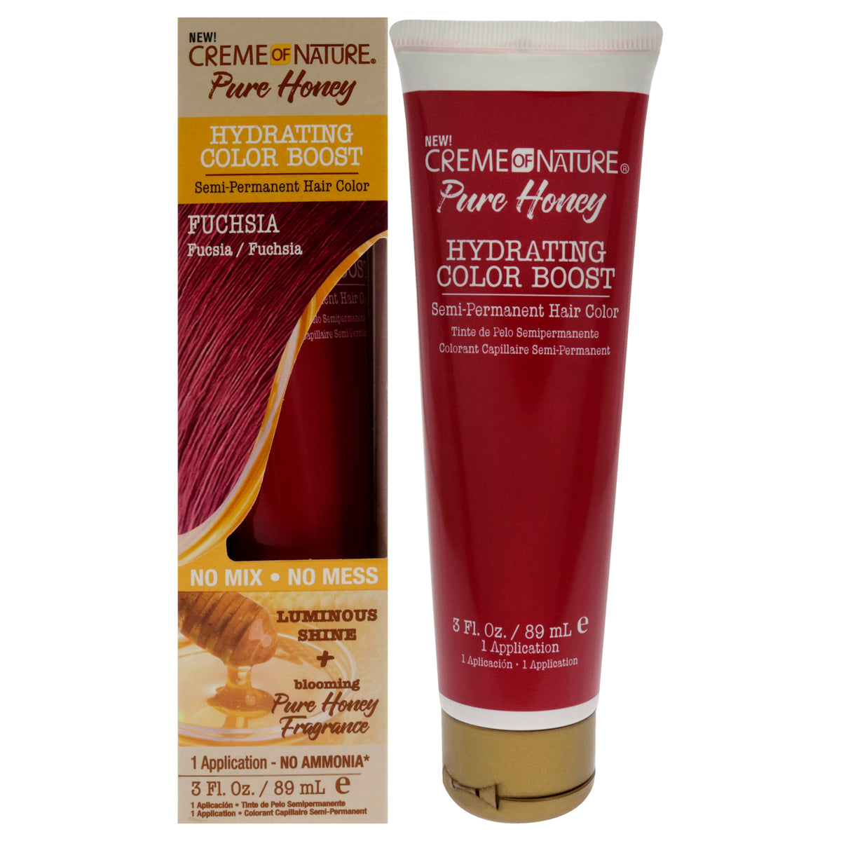 Creme of Nature Pure Honey Hydrating Color Boost Semi-Permanent Hair Color Fuchsia by Creme of Nature for Unisex Color Dye 3 OZ | 88 ML