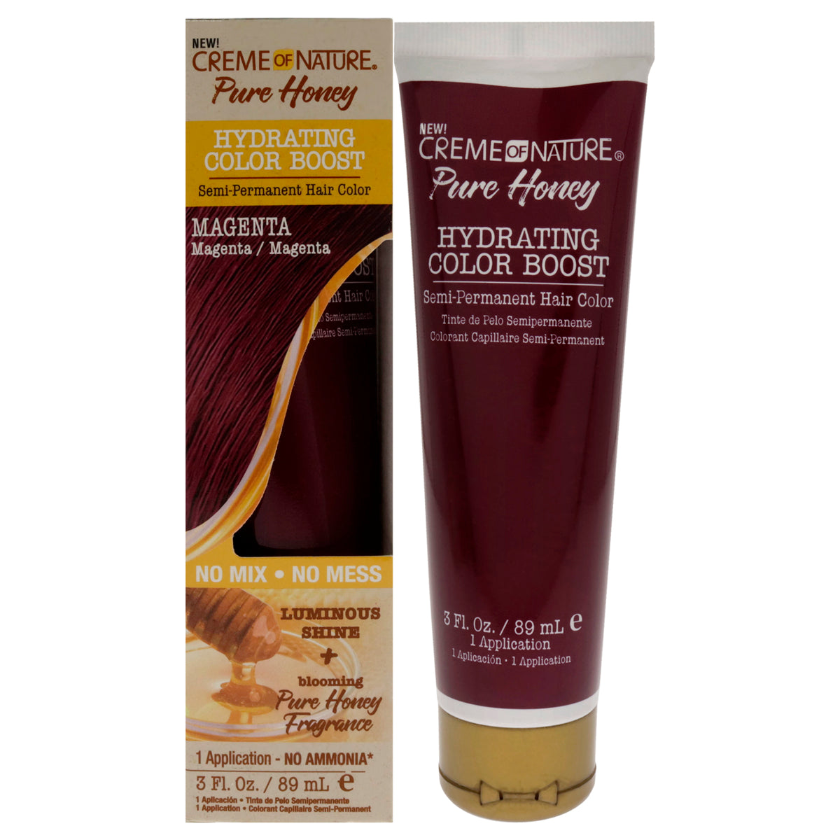 Creme of Nature Pure Honey Hydrating Color Boost Semi-Permanent Hair Color Magenta Unisex Color Dye 3 OZ | 88 ML