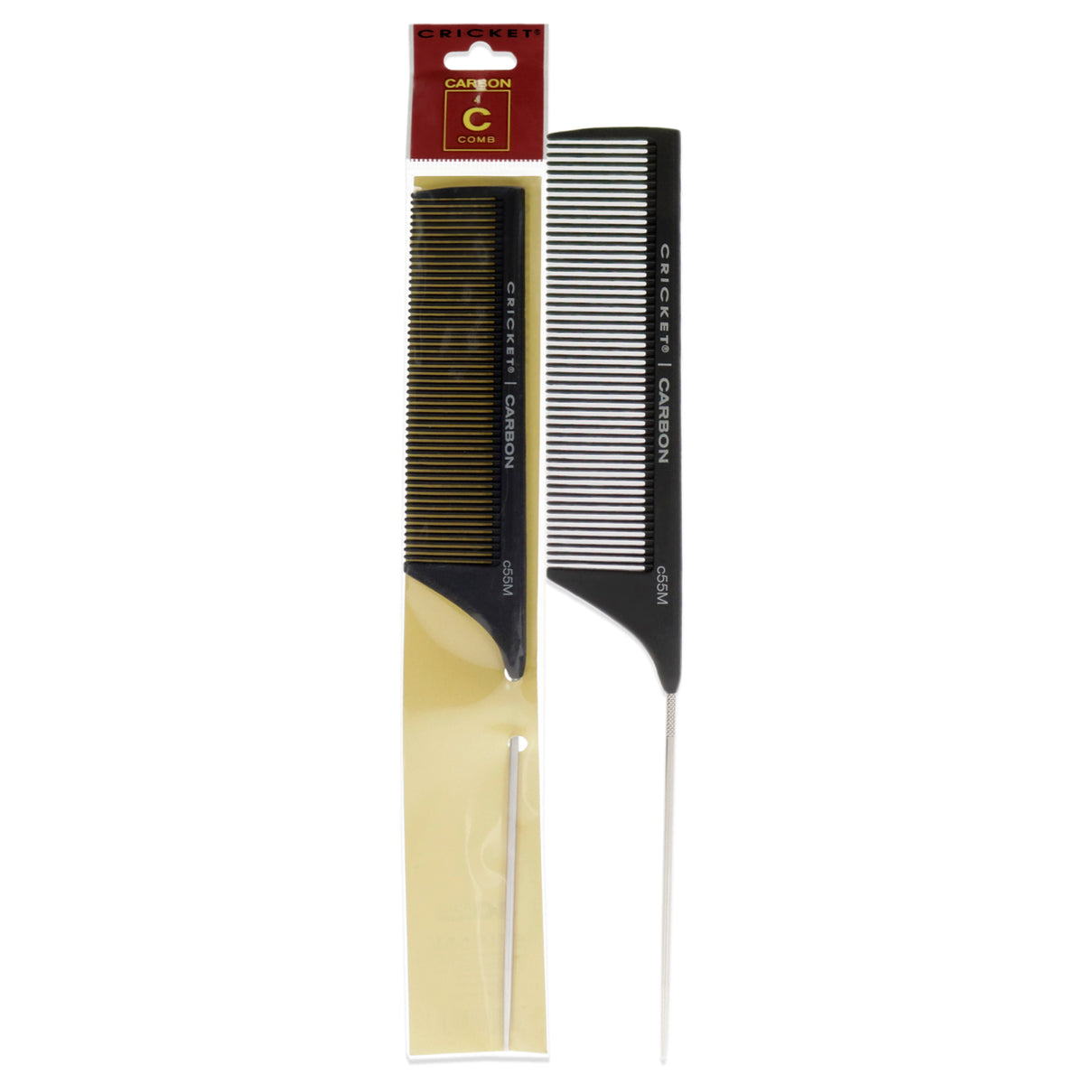 Cricket Carbon Comb Seamless Medium Tooth Pattern Metal Rattail - C5 Unisex Hair Combs