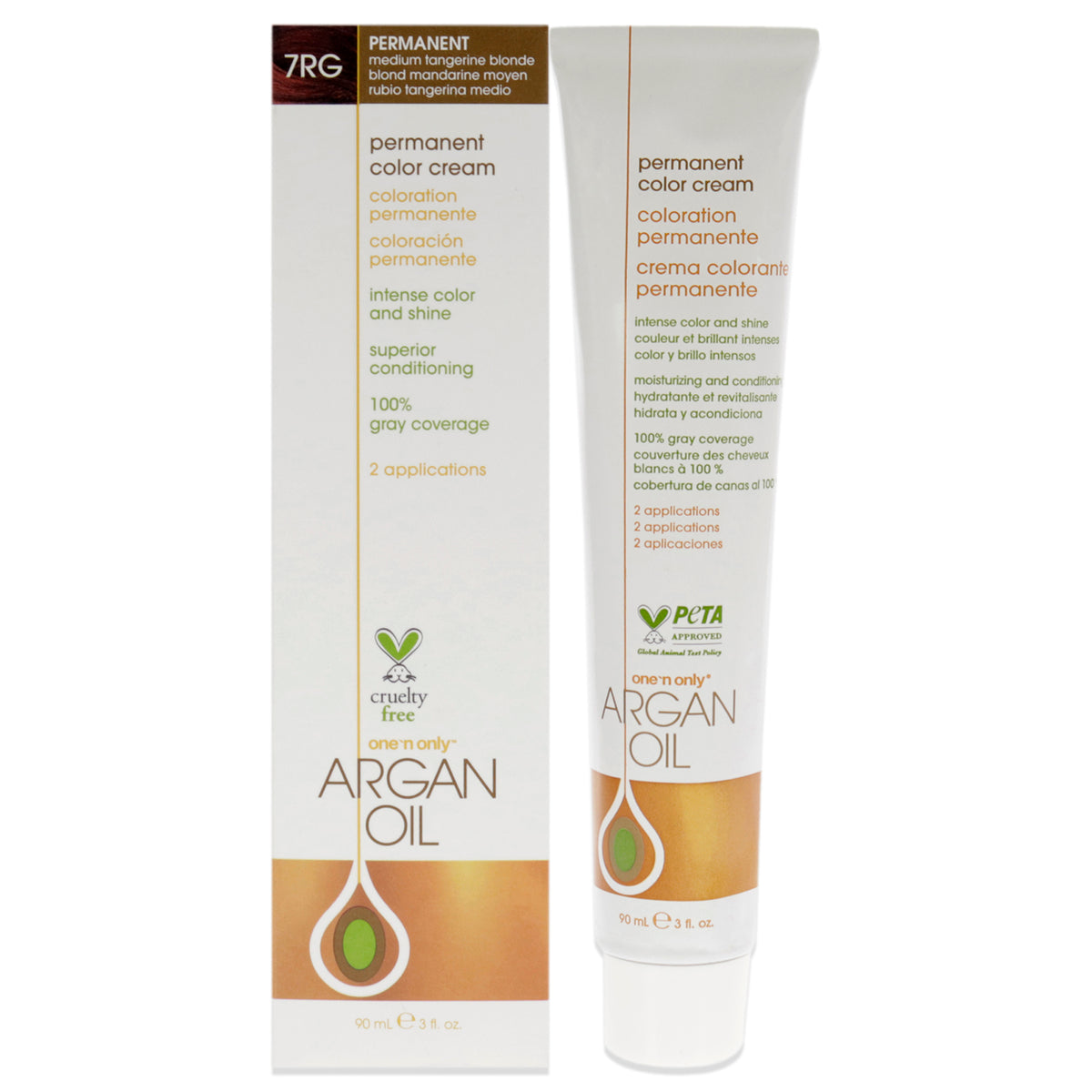 One n Only Argan Oil Permanent Color Cream 7RG Medium Tangerine Blond Unisex Color Dye 3 OZ | 89 ML