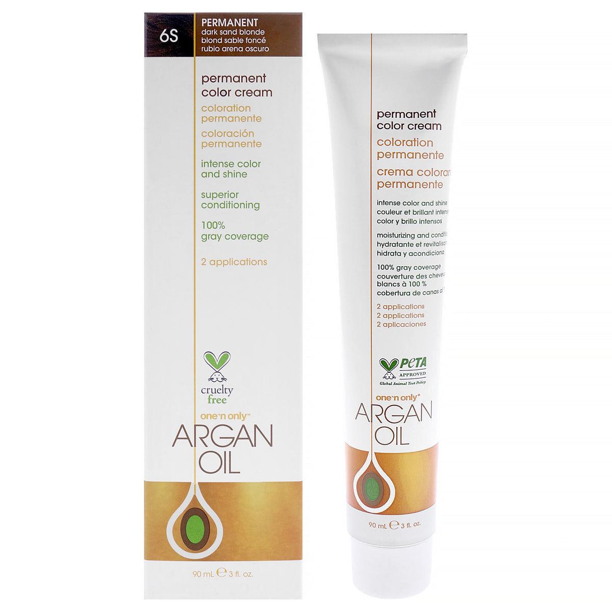 One n Only Argan Oil Permanent Color Cream 6S Dark Sand Blonde Unisex Color Dye 3 OZ | 89 ML