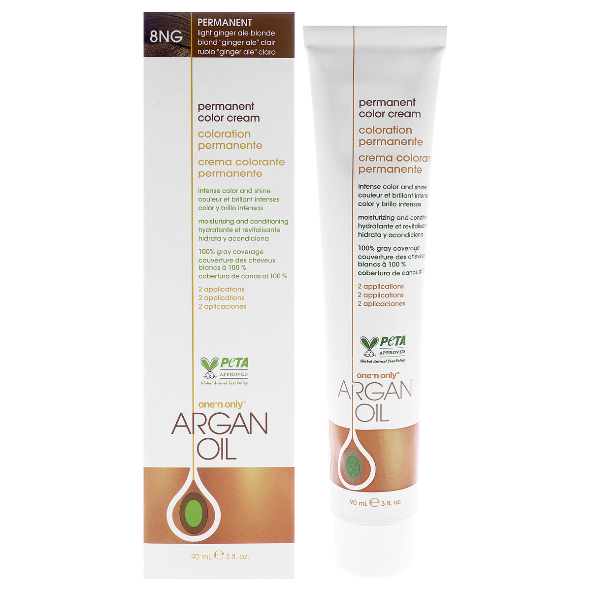 One n Only Argan Oil Permanent Color Cream - 8NG Light Ginger Ale Blond Unisex Color Dye 3 OZ | 88 ML