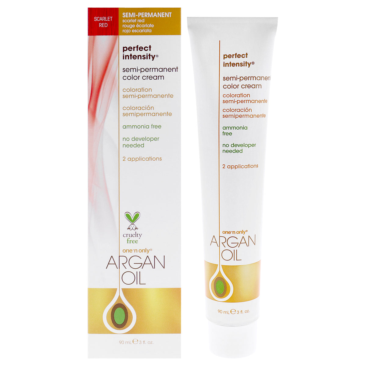 One n Only Argan Oil Perfect Intensity Semi-Permanent Color Cream - Scarlet Red Unisex Color Dye 3 OZ | 89 ML