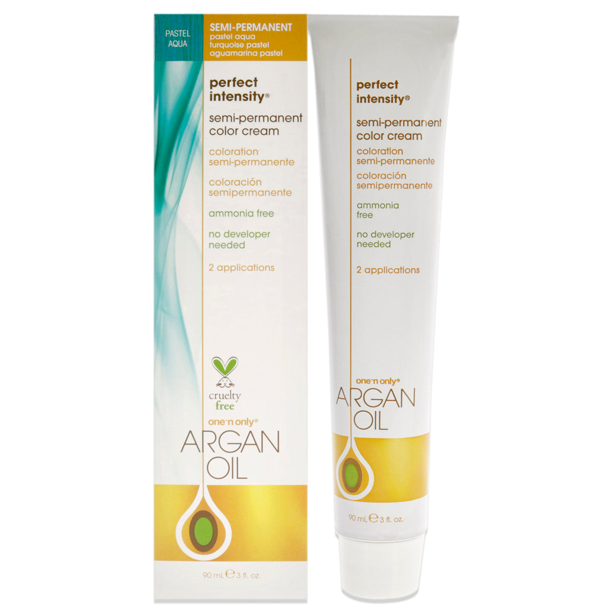 One n Only Argan Oil Perfect Intensity Semi-Permanent Color Cream - Pastel Aqua Unisex Color Dye 3 OZ | 88 ML