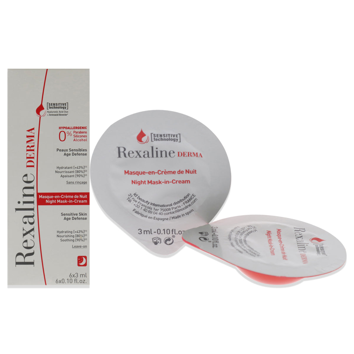 Rexaline Derma Night Mask-in-Cream Unisex Face Care Sets & Kits 0.10 OZ | 3 ML