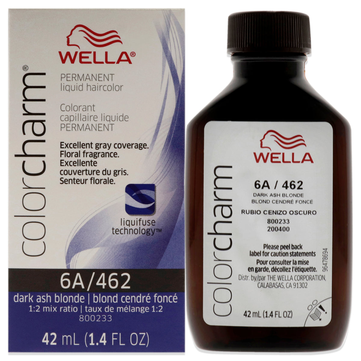 Wella Color Charm Permanent Liquid Hair Color 462 6A Dark Ash Blonde Unisex Color Dye 1.42 FL OZ | 42 ML
