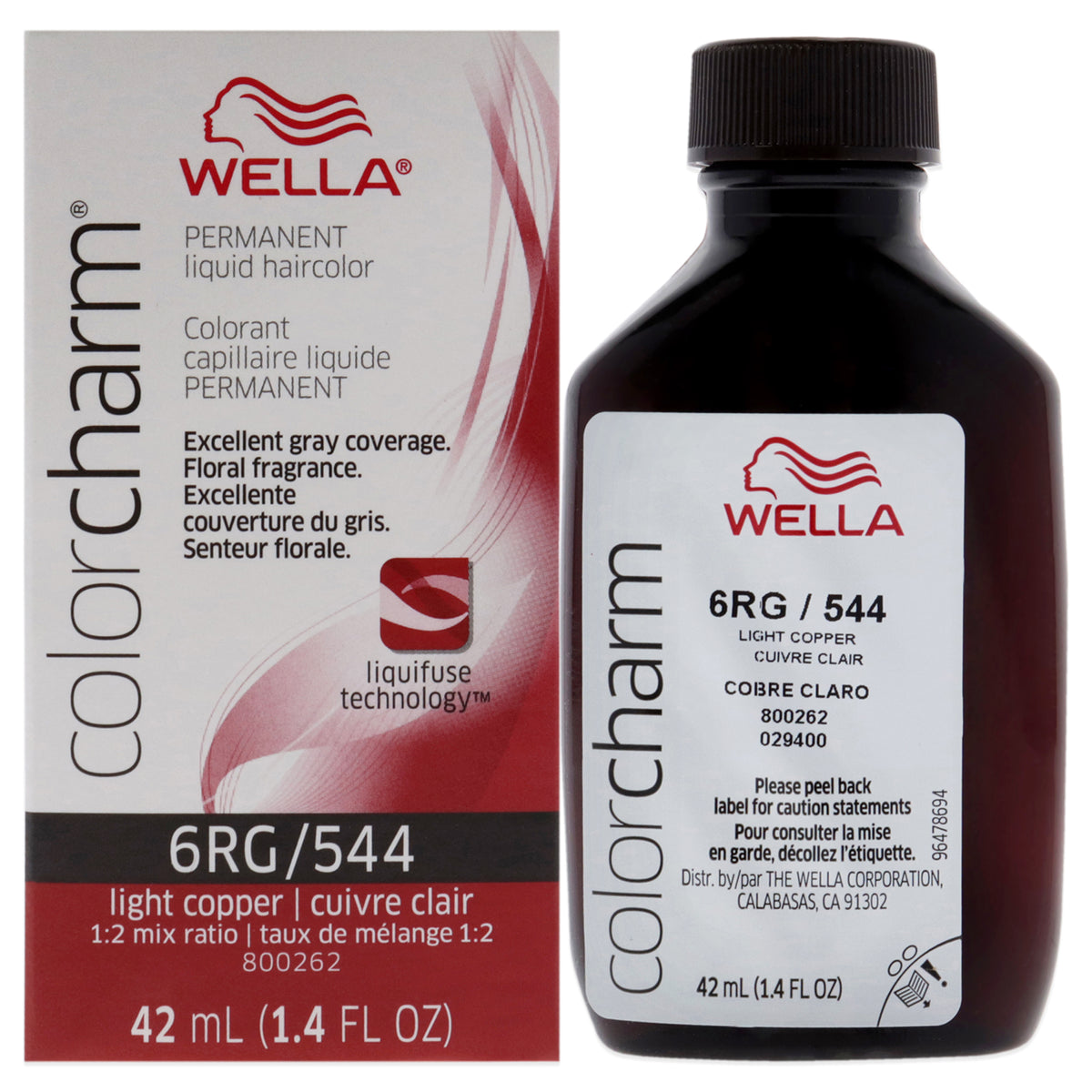 Wella Color Charm Permanent Liquid Hair Color 544 6RG Light Copper Unisex Color Dye 1.42 FL OZ | 42 ML