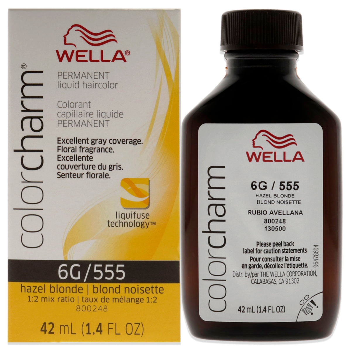 Wella Color Charm Permanent Liquid Hair Color 555 6G Hazel Blond Unisex Color Dye 1.42 FL OZ | 42 ML