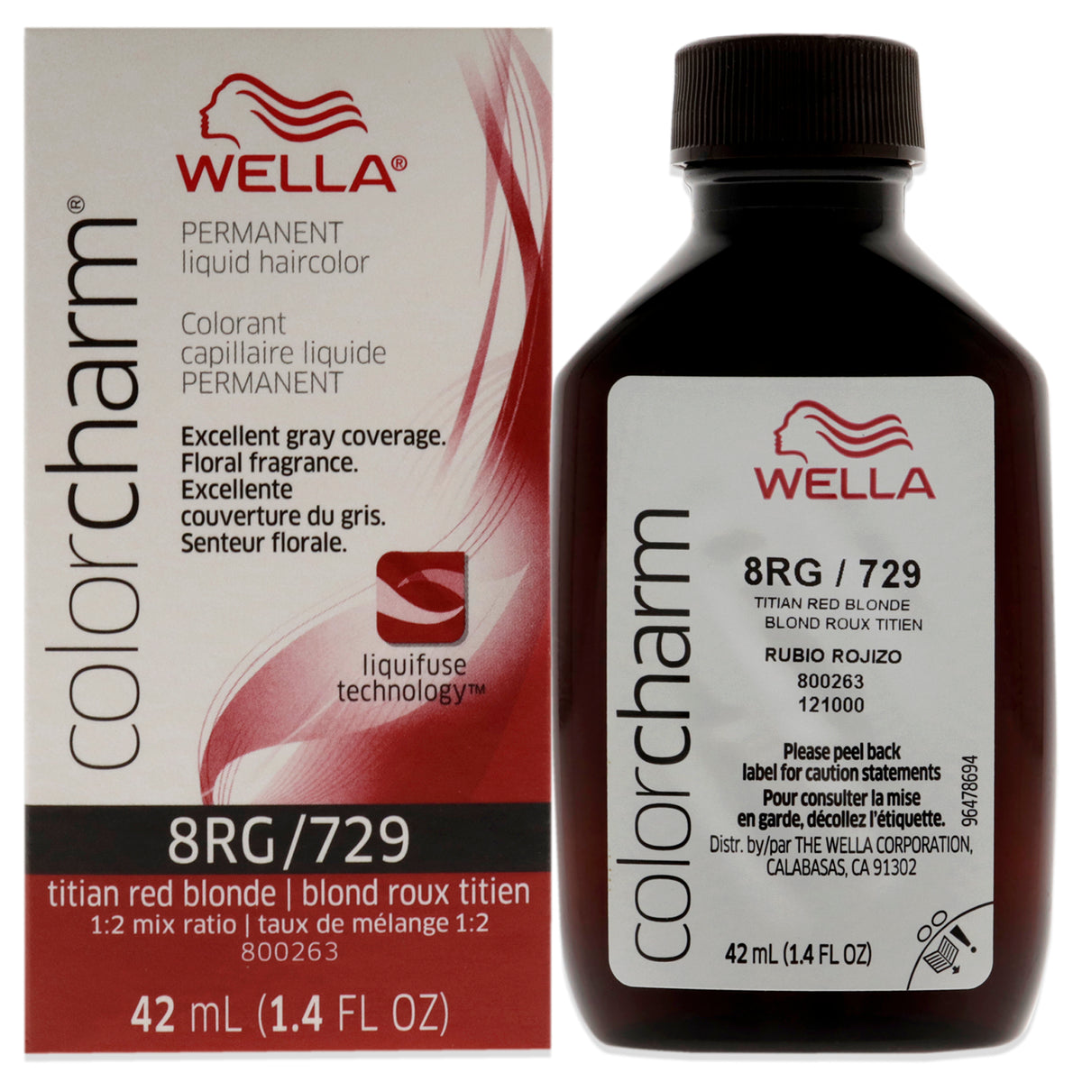 Wella Color Charm Permanent Liquid Hair Color 729 8RG Titian Red Unisex Color Dye 1.42 FL OZ | 42 ML