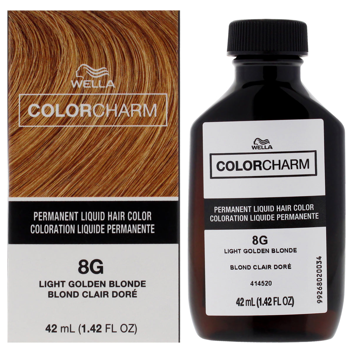 Wella Color Charm Permanent Liquid Hair Color 8G Light Golden Blonde Unisex Color Dye 1.42 FL OZ | 42 ML