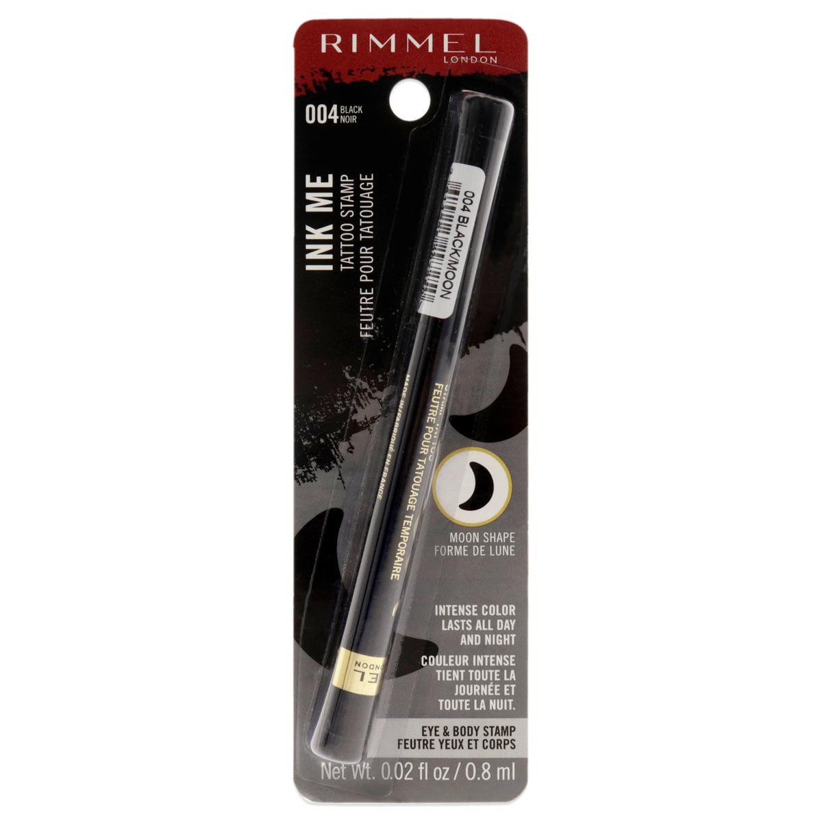 Rimmel London Ink Me Tatto Stamp Eyes and Body - 004 Black Moon Shape Women's Eyeliner 0.02 FL OZ | 0.6 ML