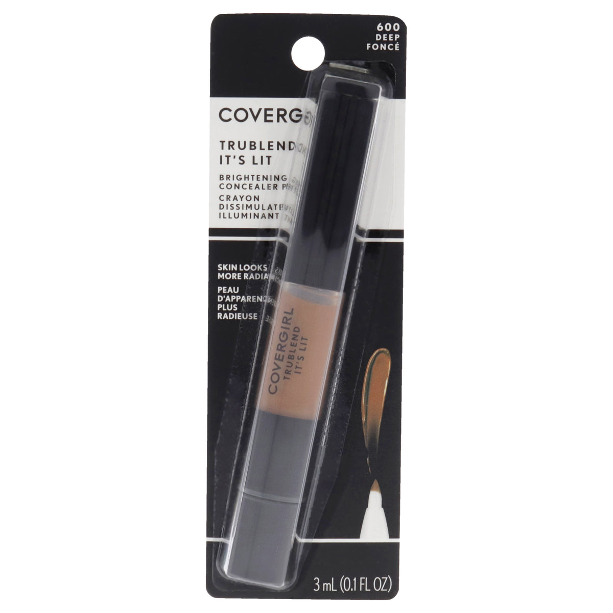CoverGirl TruBlend Its Lit Brightening Concealer Pen 600 Deep Women's Concealer 0.1 FL OZ | 3 ML