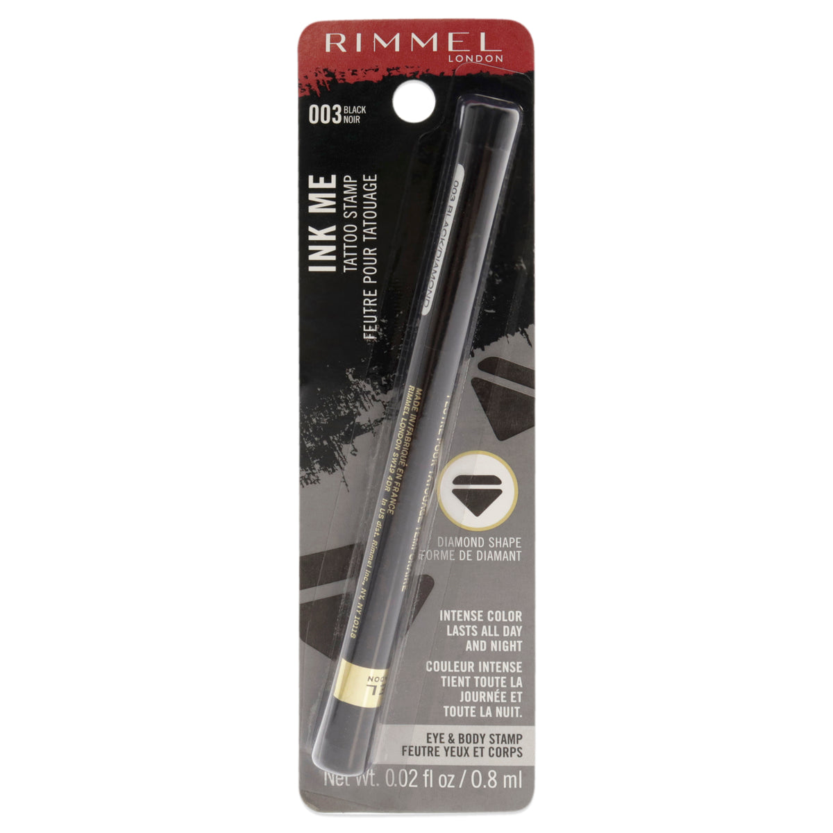 Rimmel London Ink Me Tatto Stamp Eyes and Body - 003 Black Diamond Shape Women's Eyeliner 0.02 OZ | 0.6 ML