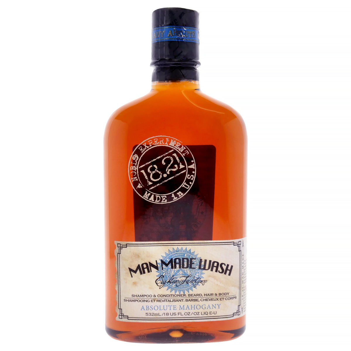 18.21 Man Made 3-In-1 Man Made Wash - Absolute Mahogany Men's 3-in-1 Shampoo, Conditioner & Body Wash 18 OZ | 532 ML