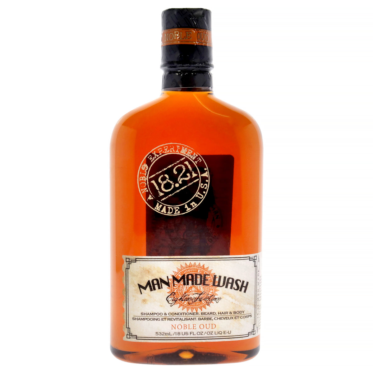 18.21 Man Made 3-In-1 Man Made Wash - Noble Oud Men's 3-in-1 Shampoo, Conditioner & Body Wash 18 OZ | 532 ML
