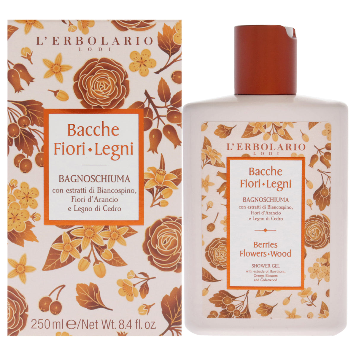 LErbolario Shower Gel - Berries Flowers Wood Unisex Body Washes 8.4 FL OZ | 250 ML