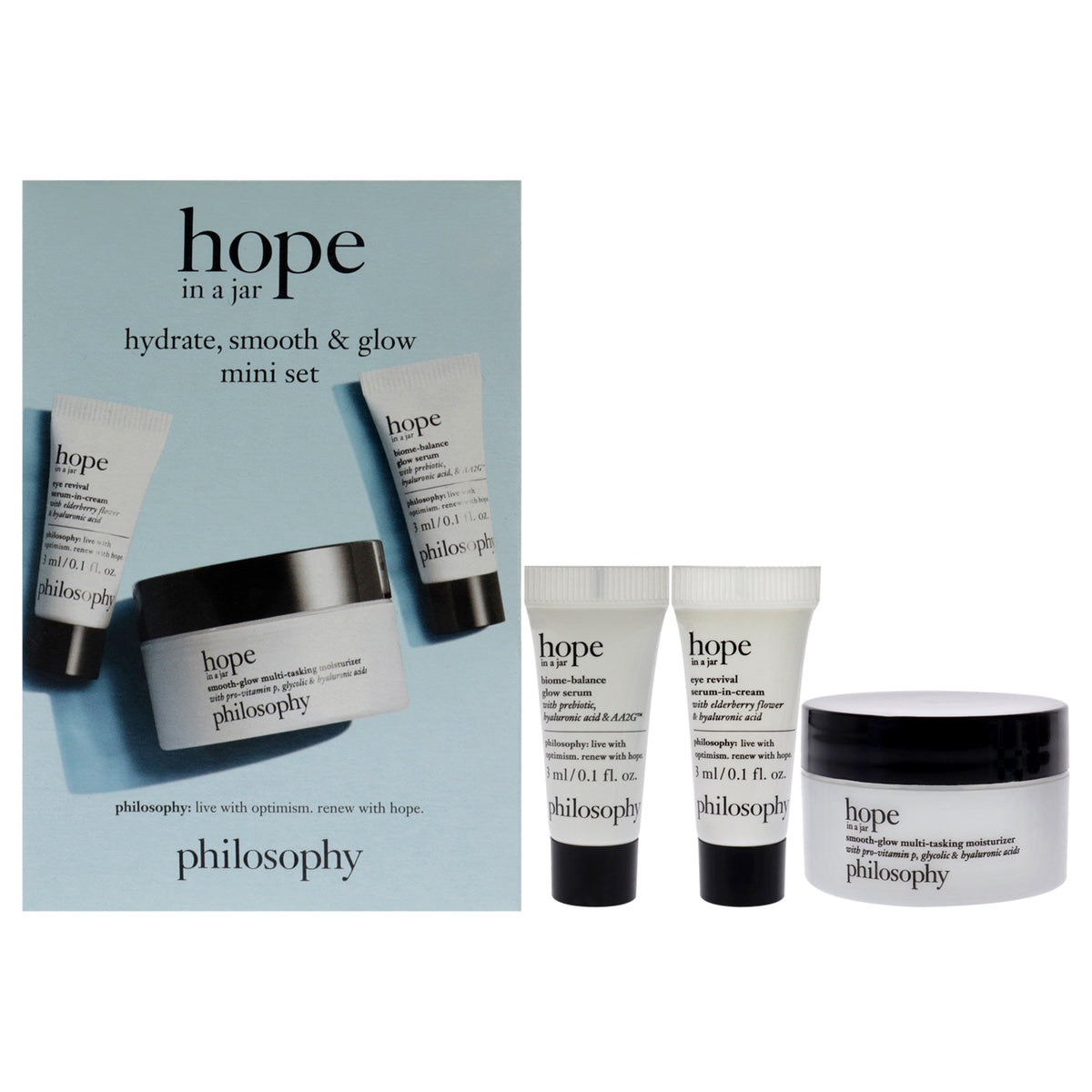 Philosophy Hope In A Jar Hydrate-Smooth and Glow Mini Set Unisex Face Care Sets & Kits