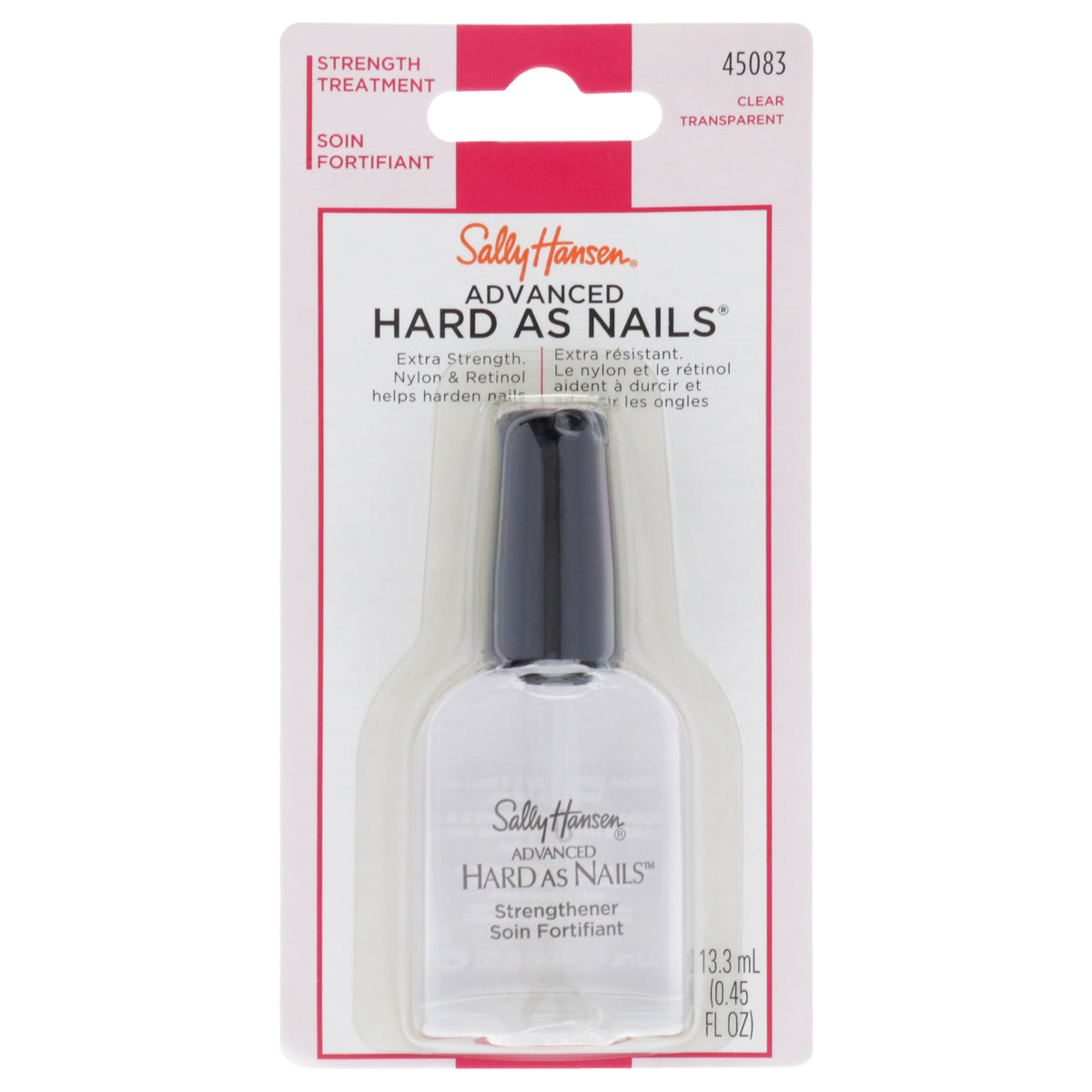 Sally Hansen Advanced Hard As Nails With Nylon and Retinol - 45083 Clear Women's Nail Care, Art & Polish Testers Tester 0.45 FL OZ | 13 ML