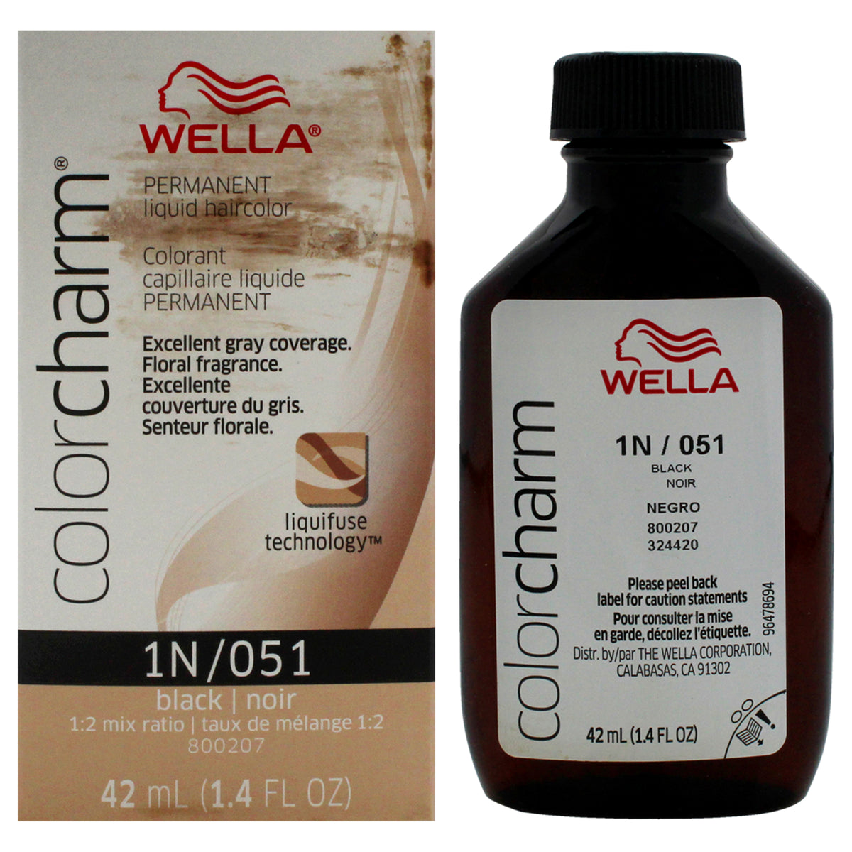 Wella Color Charm Permanent Liquid Hair Color 1N 051 Black Unisex Hair Care Testers Tester 1.42 OZ | 42 ML