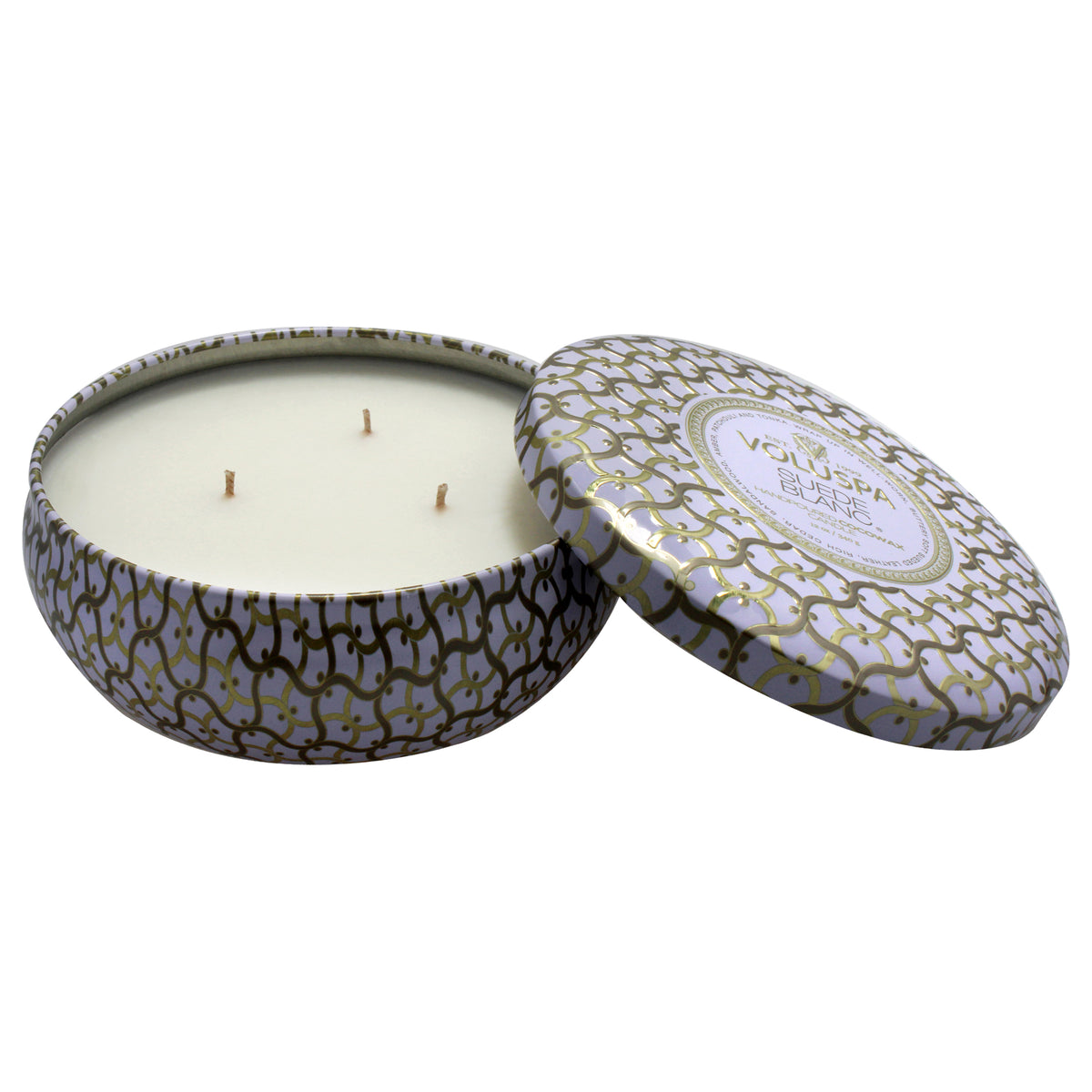Voluspa Maison Blanc Collection 3 Wick Tin Candle - Suede Blanc Unisex Candles 12 OZ | 355 ML