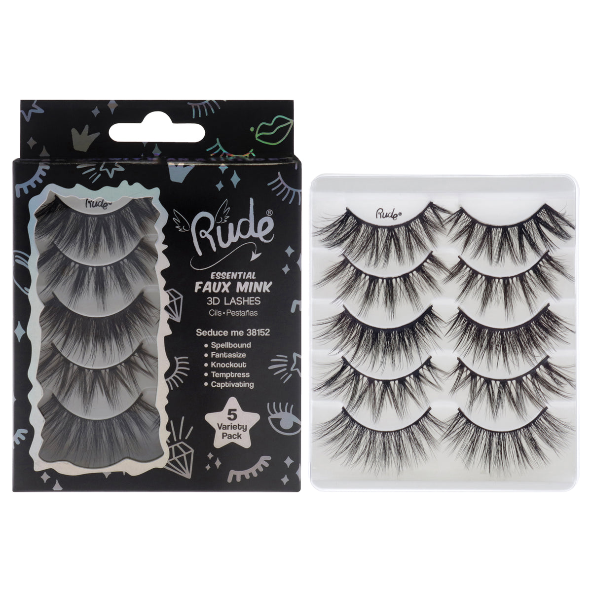 Rude Cosmetics Essential Faux Mink 3D Lashes - Seduce Me Women's False Eyelashes & Adhesives