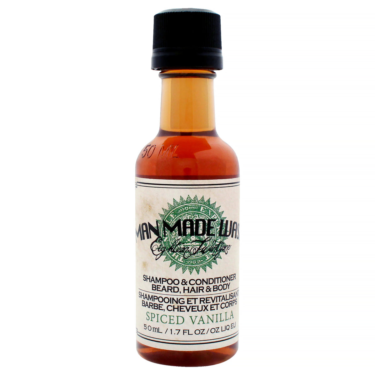 18.21 Man Made 3-In-1 Man Made Wash - Spiced Vanilla Men's 3-in-1 Shampoo, Conditioner & Body Wash 1.7 FL OZ | 50 ML