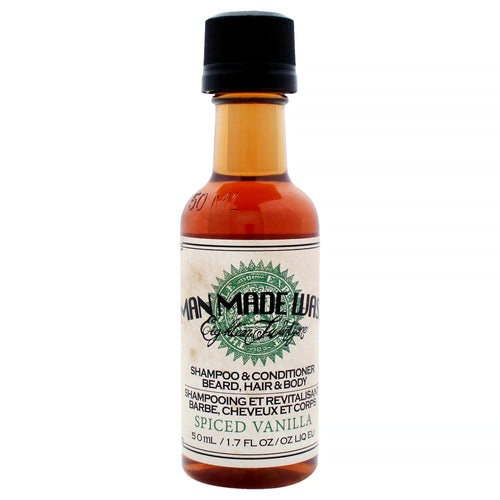 18.21 Man Made 3-In-1 Man Made Wash - Spiced Vanilla Men's 3-in-1 Shampoo, Conditioner & Body Wash 1.7 FL OZ | 50 ML