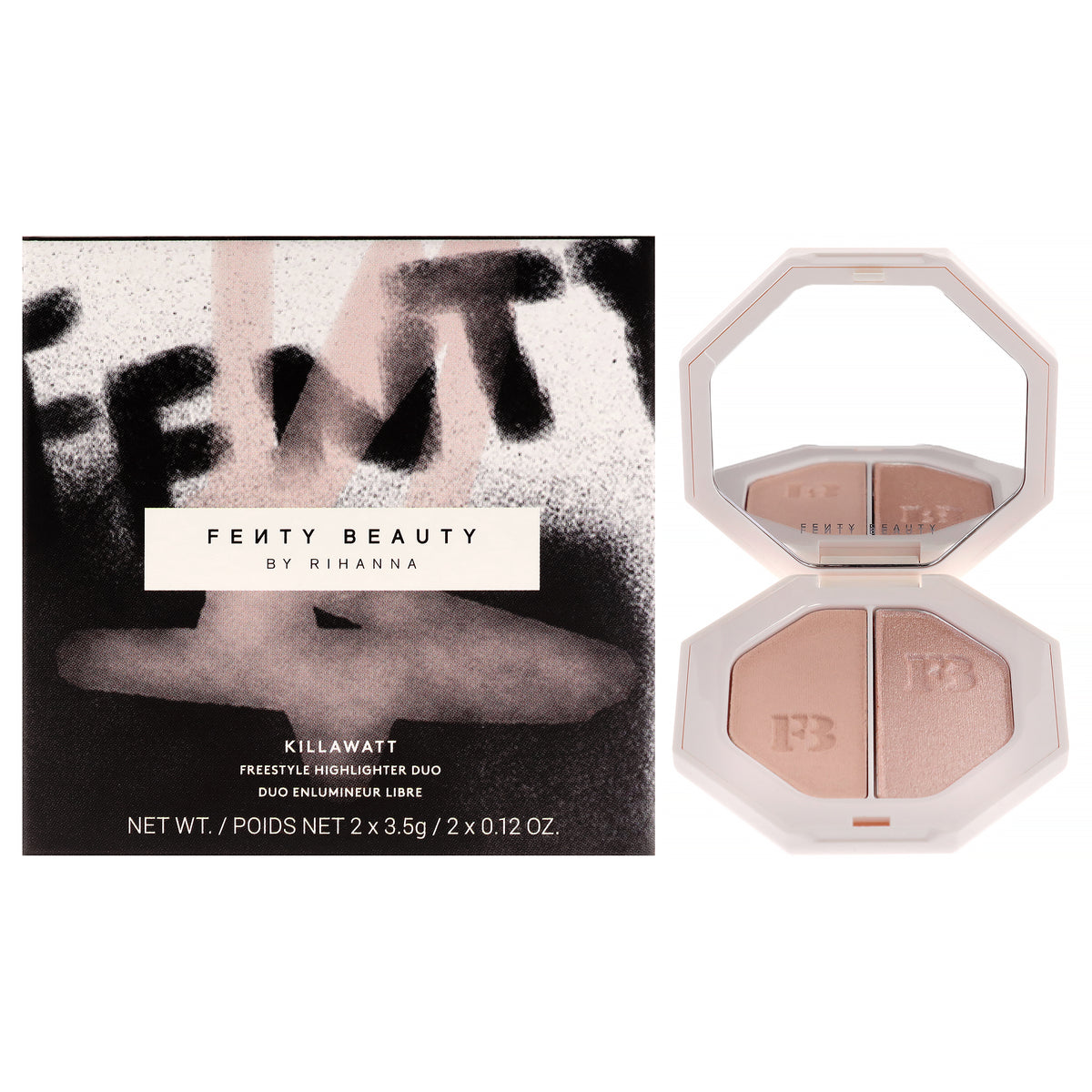 Fenty Beauty Killawatt Freestyle Highlighter Duo Lightning Dust-Fire Crystal Women's Highlighters & Luminizers 0.12 OZ | 3.5 ML