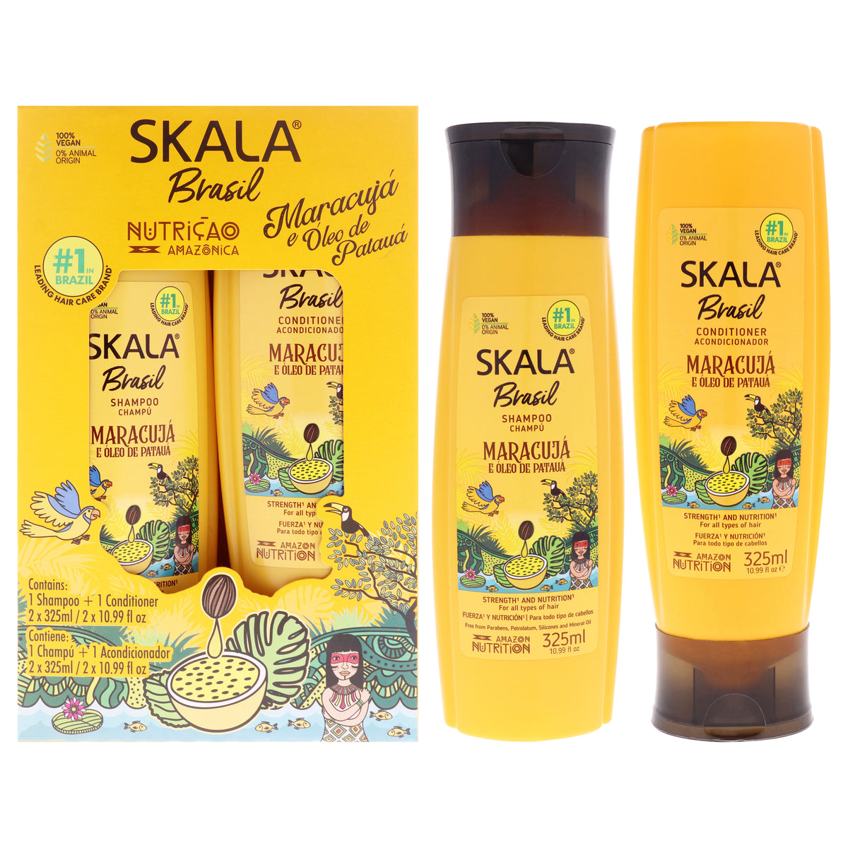 Skala Shampoo Plus Conditioner Maracuja and Oleo de Pataua Brasil Women's Shampoo & Conditioner Sets 21.9 FL OZ | 648 ML