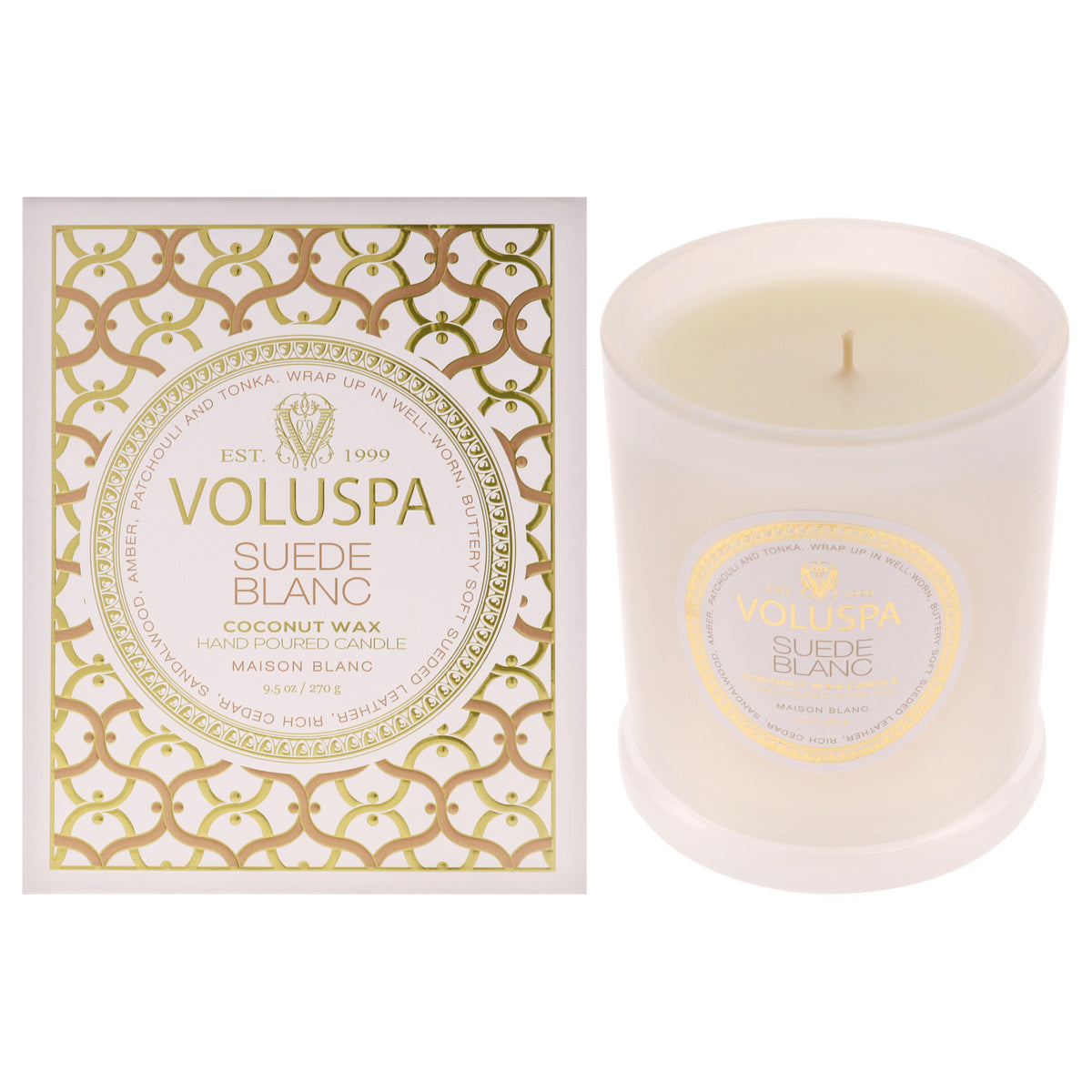 Voluspa Maison Blanc Collection Classic - Suede Blanc Unisex Candles 9.5 OZ | 269 G