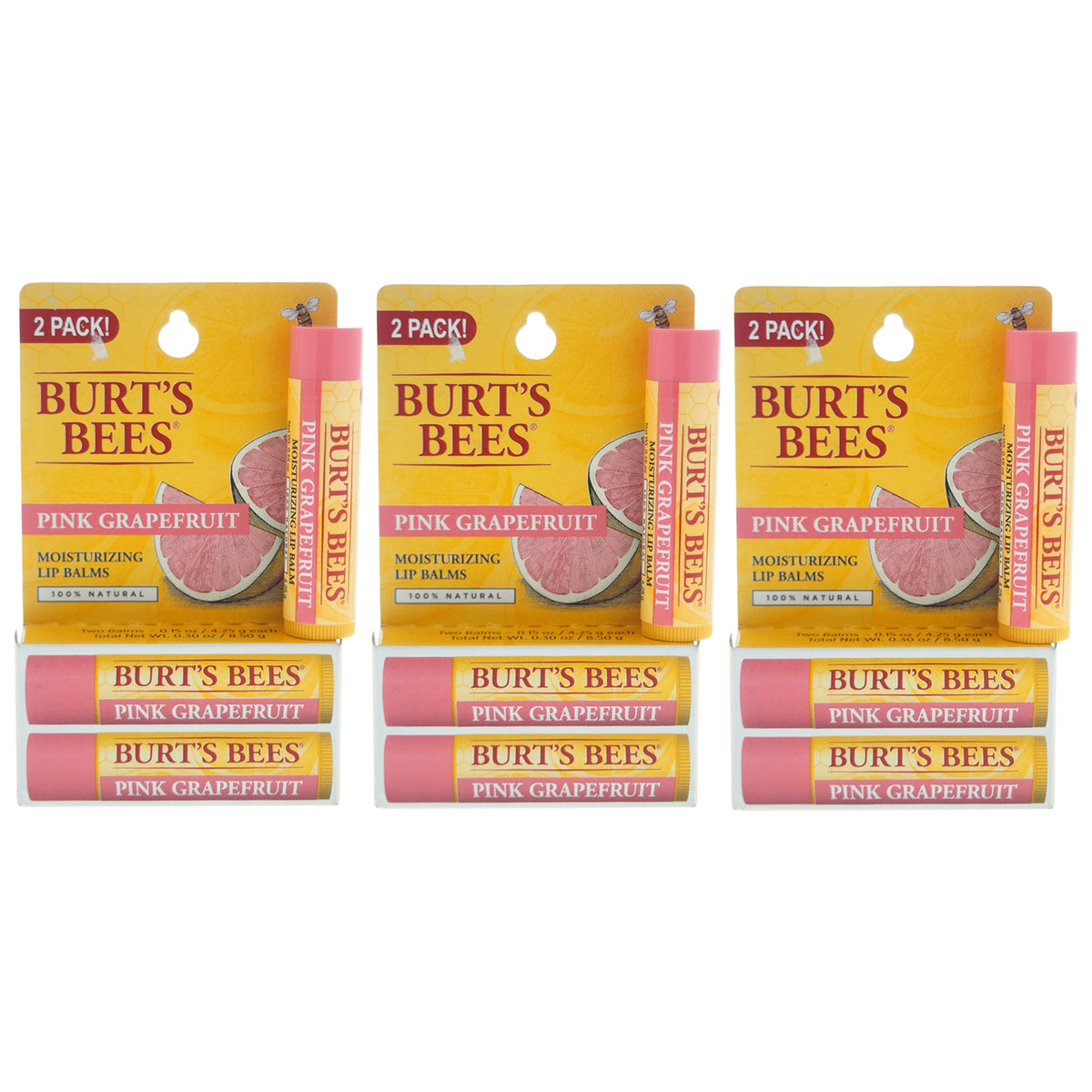 Burts Bees Pink Grapefruit Moisturizing Lip Balm Twin Pack Unisex Lip Care Sets & Kits 0.15 OZ | 4.25 G