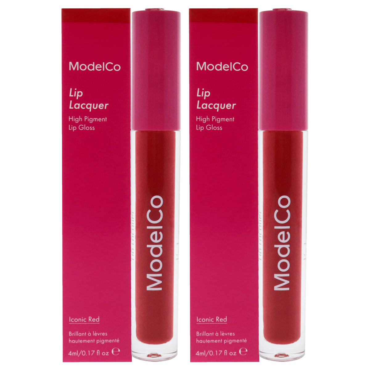 ModelCo Lip Lacquer - Iconic Red - Pack of 2 Women's Makeup Sets 0.17 FL OZ | 5 ML